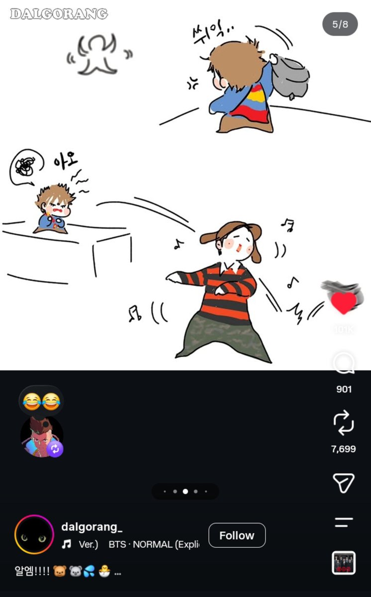 Taekoomania's tweet photo. Jungkook reposted the Taehyung struggling to get Namjoon on stand fanart with a comment 

🐰: 😂😂

This moment was so funny https://t.co/ZmdtgrG8Z9