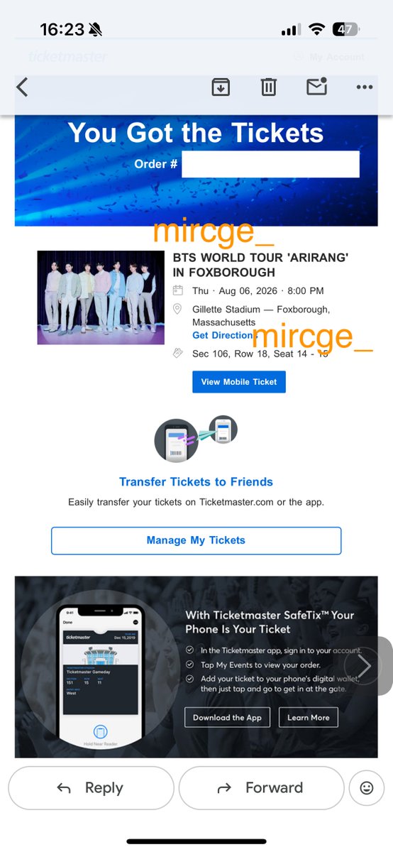 mircge_'s tweet photo. 💜WTS💜
2 Tickets BTS Foxborough MA, Day 2
📆 Thursday, August 6th
💺 Section 106, Row 18, Seat 14-15
💵$377 per ticket (face value) or $720 for both (below face value)
RFS: Went to the Stanford show instead
Additional Info: Can video call during transaction! PayPal G&amp;S/Venmo https://t.co/vTbs4WDNse