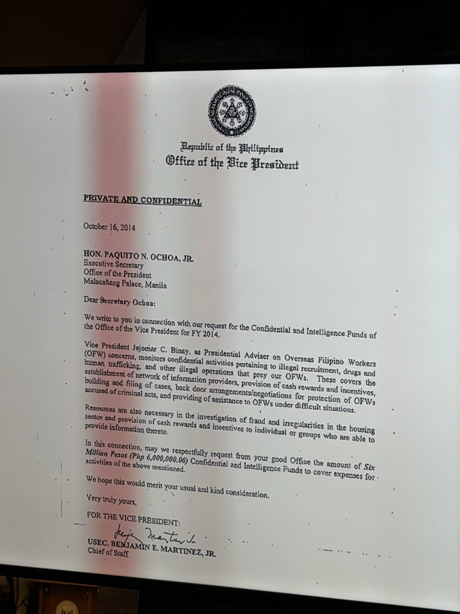 Joseph_Morong's tweet photo. Atty. Michael Poa shows letter from Palace in 2014 granting confidential funds to former VP Binay @gmanews @24orasgma https://t.co/OJXTZbwbud