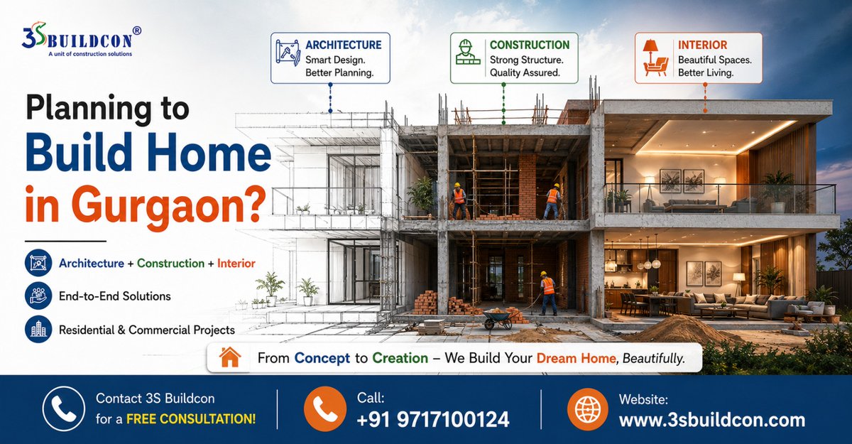 3sbuildcon's tweet photo. Planning to Build Home in Gurgaon? 🏡
Get complete Architecture + Construction + Interior solutions in one place.
From planning to final finish :we build it right.
📞 Free Consultation: +91 9717100124
🌐 https://t.co/tQPMrI7lMY
#3SBuildcon #GurgaonHomes #DreamHome #HomeConstruct https://t.co/aex25gLJcO