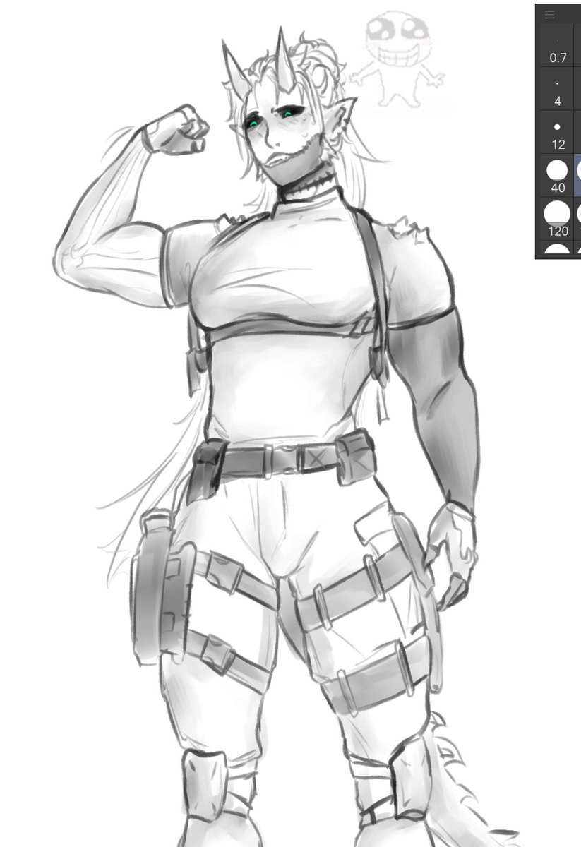 reaperexe616's tweet photo. D&amp;D oc sketch but the Leon brainworm told me to make him tactical instead https://t.co/g0AkMqFyln