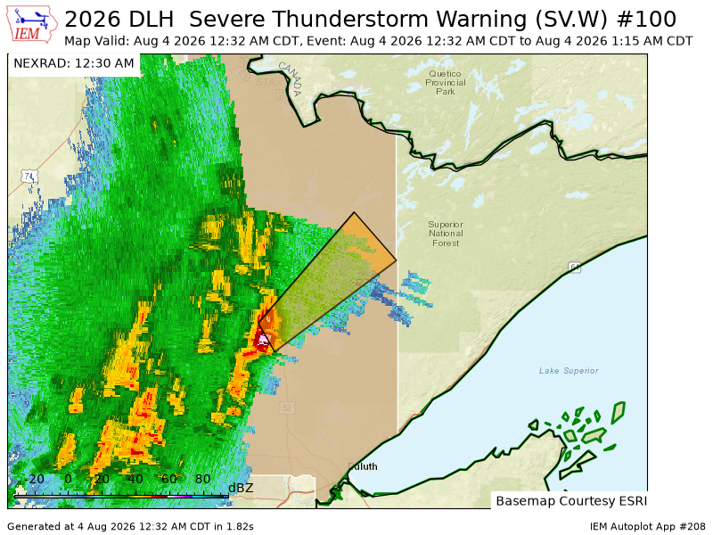 ELYMNWX's tweet photo. DLH issues Severe Thunderstorm Warning [wind: 60 MPH (RADAR INDICATED), hail: 1.00 IN (RADAR INDICATED)] for St. Louis [MN] till 1:15 AM CDT https://t.co/jgSsacxKcD https://t.co/BEDsJcXaBt