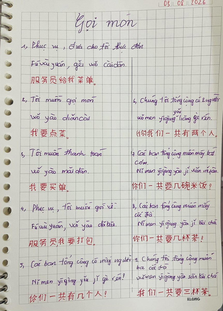 trangtth87's tweet photo. Tiếng Trung KLT chủ đề gọi món https://t.co/eGGzgpN4cS