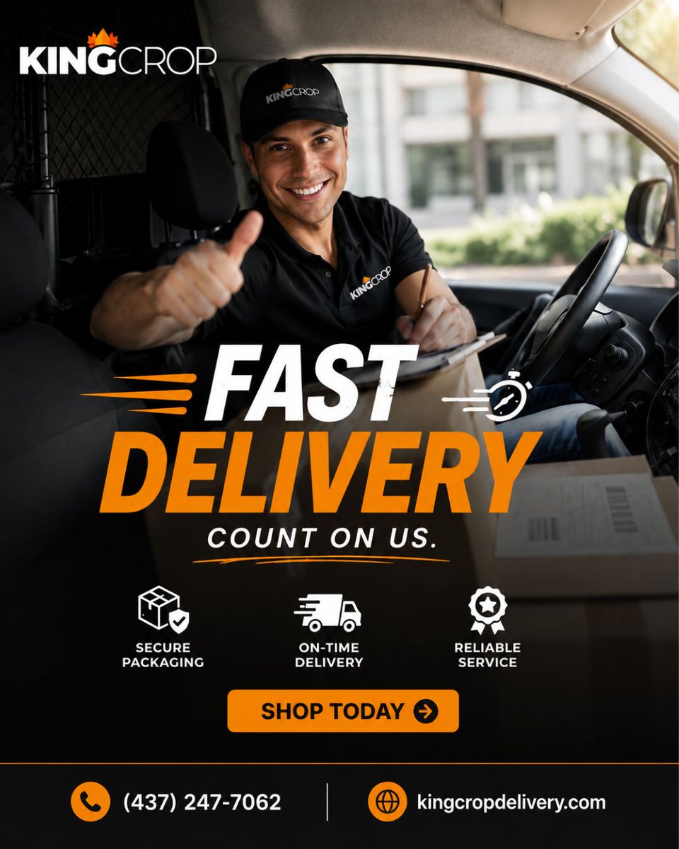 cropdelivery's tweet photo. Fast, reliable, and right when you need it. Count on King Crop Delivery for secure packaging, on time service, and a smooth delivery experience from start to finish. Order today and enjoy convenience delivered to your door.

#KingCropDelivery #FastDelivery #OnTimeDelivery https://t.co/aM3Gaal5iC