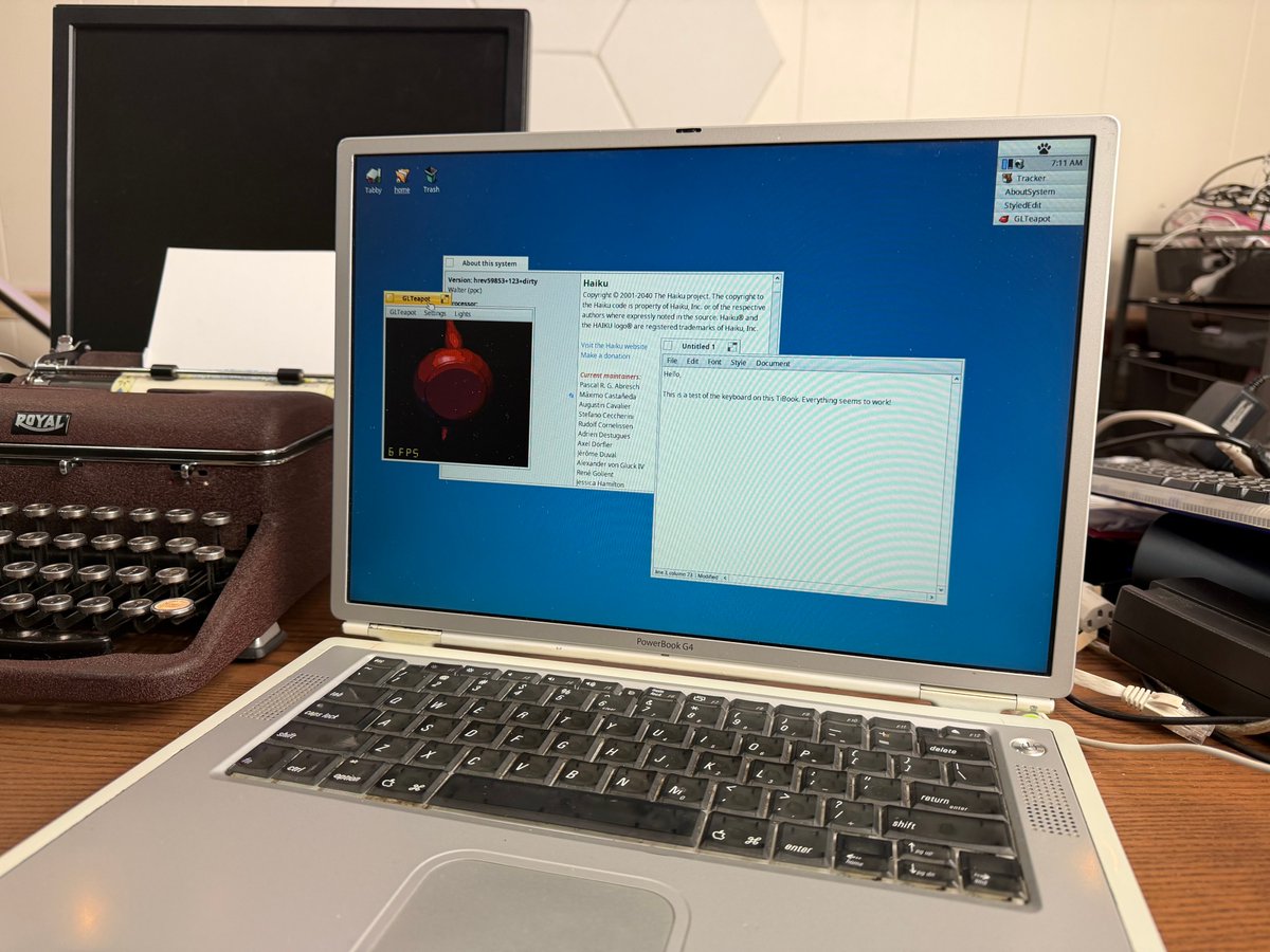 ActionRetro1's tweet photo. I've added a disk image of the Haiku "distro" I've made for PowerPC.

If you get it going on your own PowerPC Mac, please please share a picture! https://t.co/JyZGJXve4W