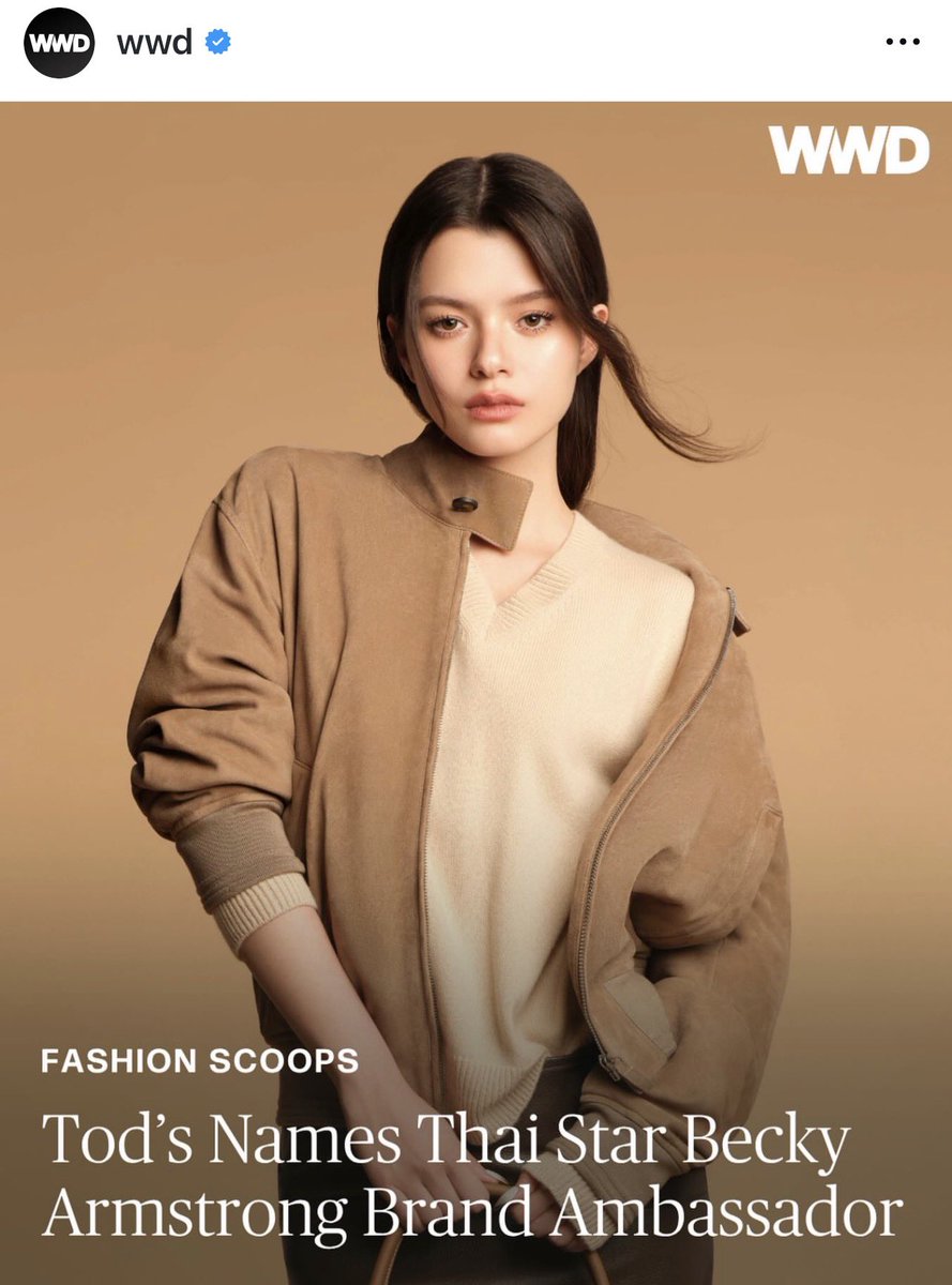 chau_quynh52503's tweet photo. Tods has named Thai British star Rebecca Patricia Armstrong, known as Becky, as its new brand ambassador for Southeast Asia.

The actress, singer and model is to make her first appearance in the new role at the upcoming Tod's spring 2027 fashion show, scheduled for Sept. 25 during Milan Fashion Week.

#beckysangels‌ 
#BeckyEntertainment