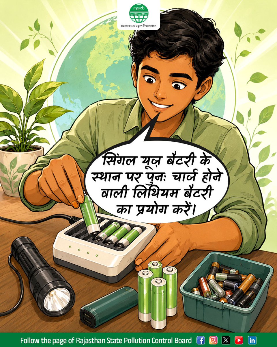 RSPCB_official's tweet photo. स्वच्छ पर्यावरण की शुरुआत हमारे घर से होती है।

सूखा और गीला कचरा अलग करना, Reduce-Reuse-Recycle अपनाना, खाद्य अपशिष्ट से कम्पोस्ट बनाना और ई-कचरे को केवल अधिकृत संग्रहण केंद्र पर देना, ये छोटे-छोटे कदम अपशिष्ट प्रबंधन को बेहतर बनाते हैं।

आइए, मिशन LiFE के अंतर्गत जिम्मेदार आदतें अपनाएं और स्वच्छ, सुरक्षित एवं हरित भविष्य के निर्माण में योगदान दें।

@RajGovOfficial @RajCMO @DIPRRajasthan @mygovrajasthan @BhajanlalBjp @swachrajasthan @Sanjay4India1 @moefcc @CPCB_OFFICIAL @byadavbjp 

#MissionLiFE #WasteManagement #SegregateWaste #ReduceReuseRecycle #CleanRajasthan