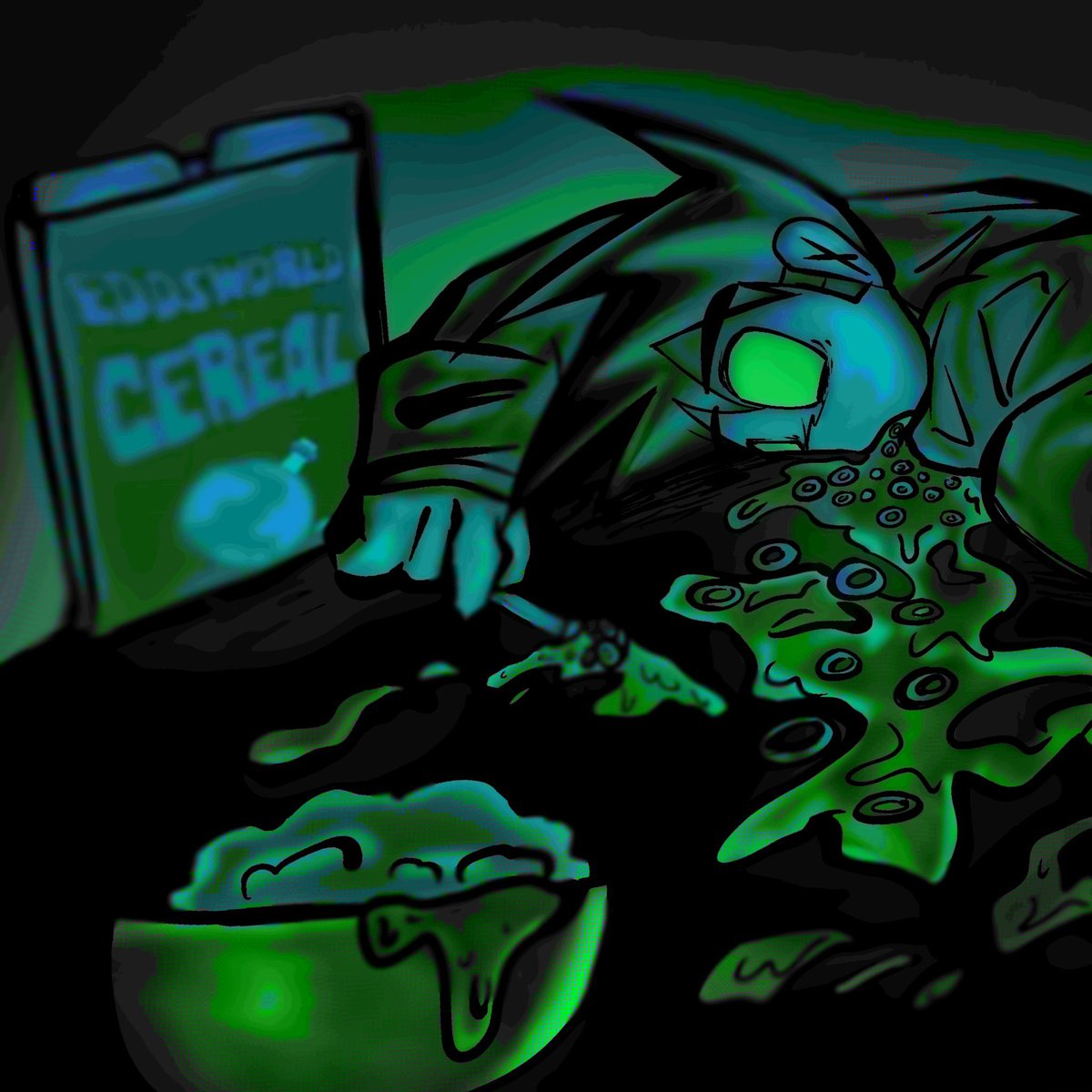 BoxyWilbur's tweet photo. Cw: vomit 
WHAT IN THIS DELICIOUS EDDSWORLD CEREAL HAPPENED TO TOM?? 
#eddsworldfanart #ewtom https://t.co/CgLBqMmy6O