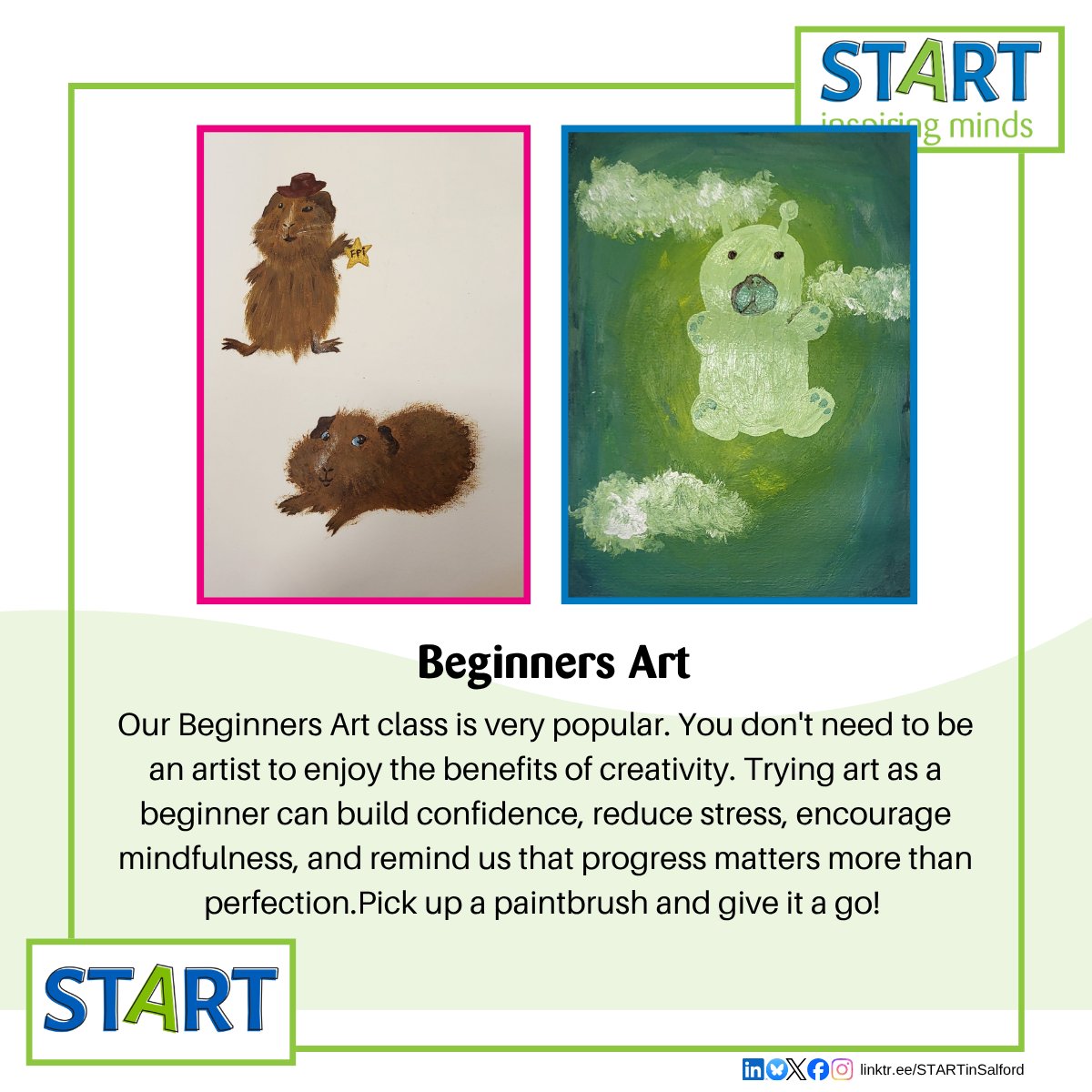 STARTinspminds's tweet photo. Mosaic making supports the Five Ways to Wellbeing. It helps us Take Notice of detail, Keep Learning new skills, Be Active with our hands, Connect by creating with others, and Give by sharing our creativity. One small piece at a time, wellbeing grows. https://t.co/bfZh2hJYQG
