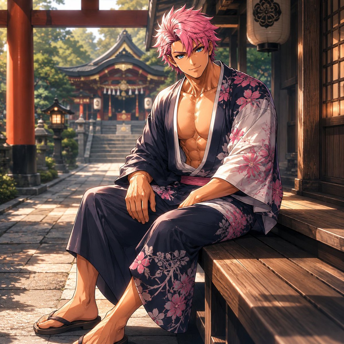 lafy_aipic's tweet photo. （AI生成）
「浴衣の日」だそうなので。
神崎 卓斗に少し派手な浴衣を着てもらいました🌸。 https://t.co/uSoFZ55CJf