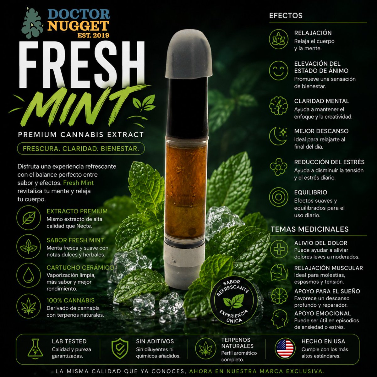 doctornuggetmx's tweet photo. ❄️ Respira frescura. Encuentra equilibrio.
Descubre Fresh Mint CBD Full Spectrum de Dr. Nugget.
Una forma práctica de incorporar el CBD a tu día.
#CBD #FreshMint #drnuggetmx #CannabisWellness #510Cart https://t.co/GXaR0wZk2j