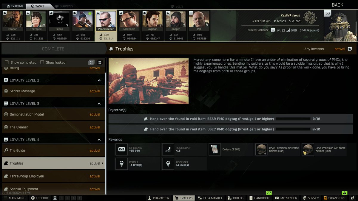 KaziiVR's tweet photo. @tarkov Mhmm... How can we do that task in PvE? 🤔🤔🤔 Cause if i do remember Prestige isnt yet in pve https://t.co/utwQ3OqiXJ