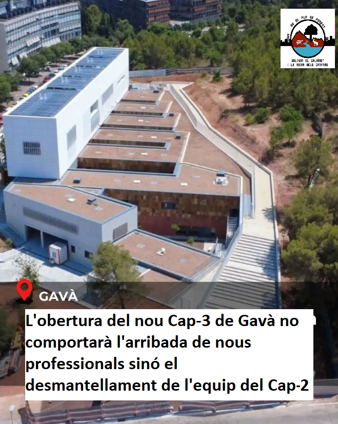 SalvemElCalamot's tweet photo. 🚨 CAP 3 DE GAVÀ: MÉS EDIFICIS, PERÒ NO MÉS SANITAT

Vam denunciar la destrucció d'una part del bosc del Calamot per construir-hi un edifici faraònic. Ara denunciem que l'obertura del CAP 3 no comportarà l'arribada de nous professionals sanitaris.
1/2 https://t.co/vhE68UjjMl