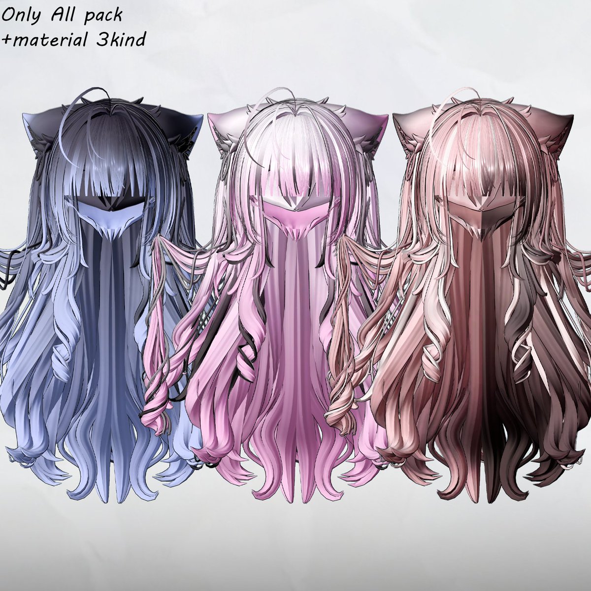 Nenneko_shop's tweet photo. Flyon님의 Lady Half twin hairmask pack에
새롭게 material 3종을 추가 했습니다!

이미 이전에 all pack을 구매하신 분은
새로운 파일을 다운로드 해주시면 감사하겠습니다!

앞으로 all pack엔 material을 몇개 추가하도록 하겠습니다!
https://t.co/B77ZYkCkP5
#VRChat #booth_pm #Nenneko_shop https://t.co/VDdQ4t960r