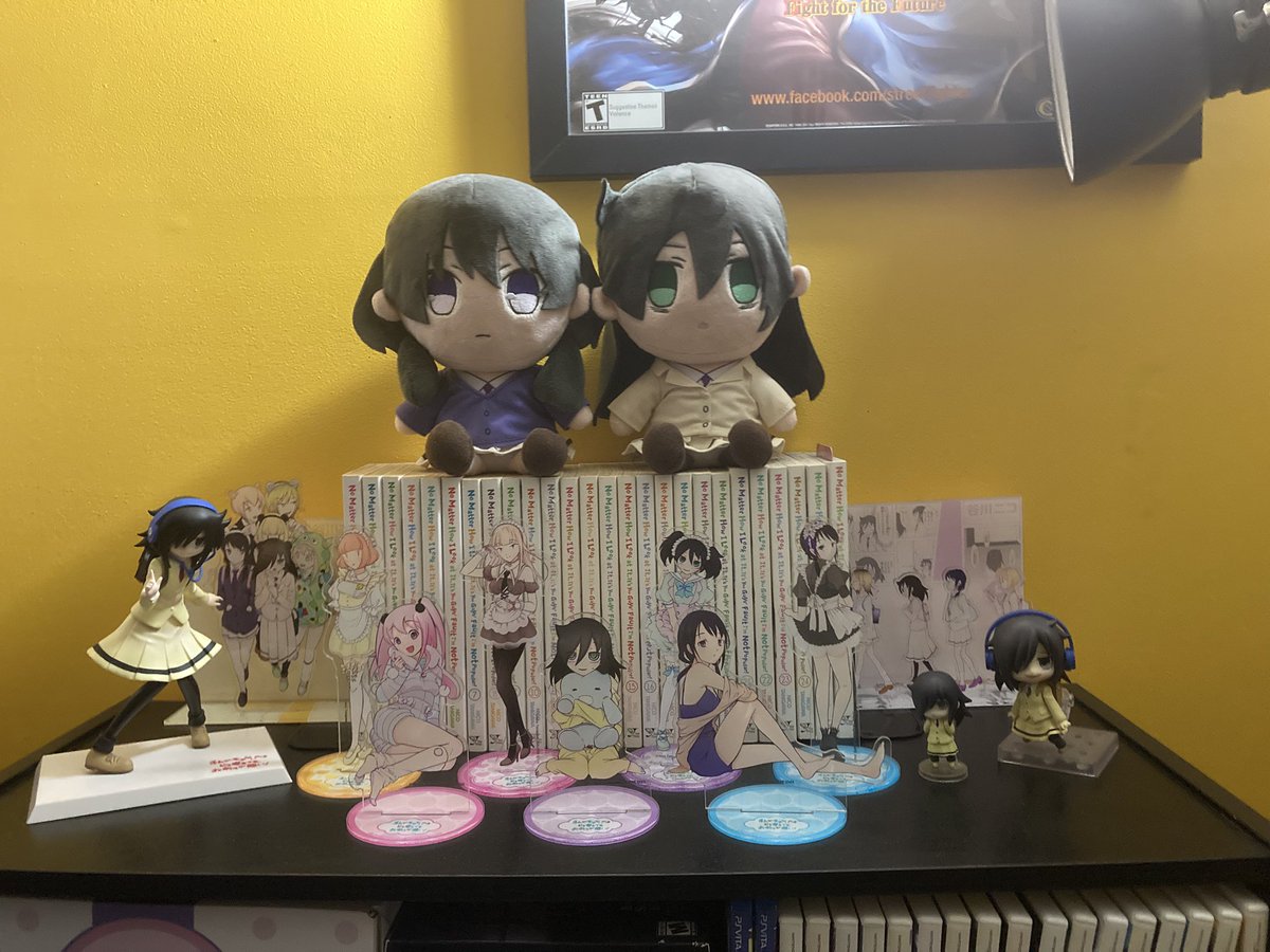 itsTomokocchi's tweet photo. Happy 15th Anniversary to Watamote! This is just some of my Watamote stuff. I’ve got CDs, more acrylic stands and plushes, canvas prints, and other assorted items not featured here because I need to make more room. This series is very special to me and I guess a hyperfixation lol https://t.co/EvV82ie7q3