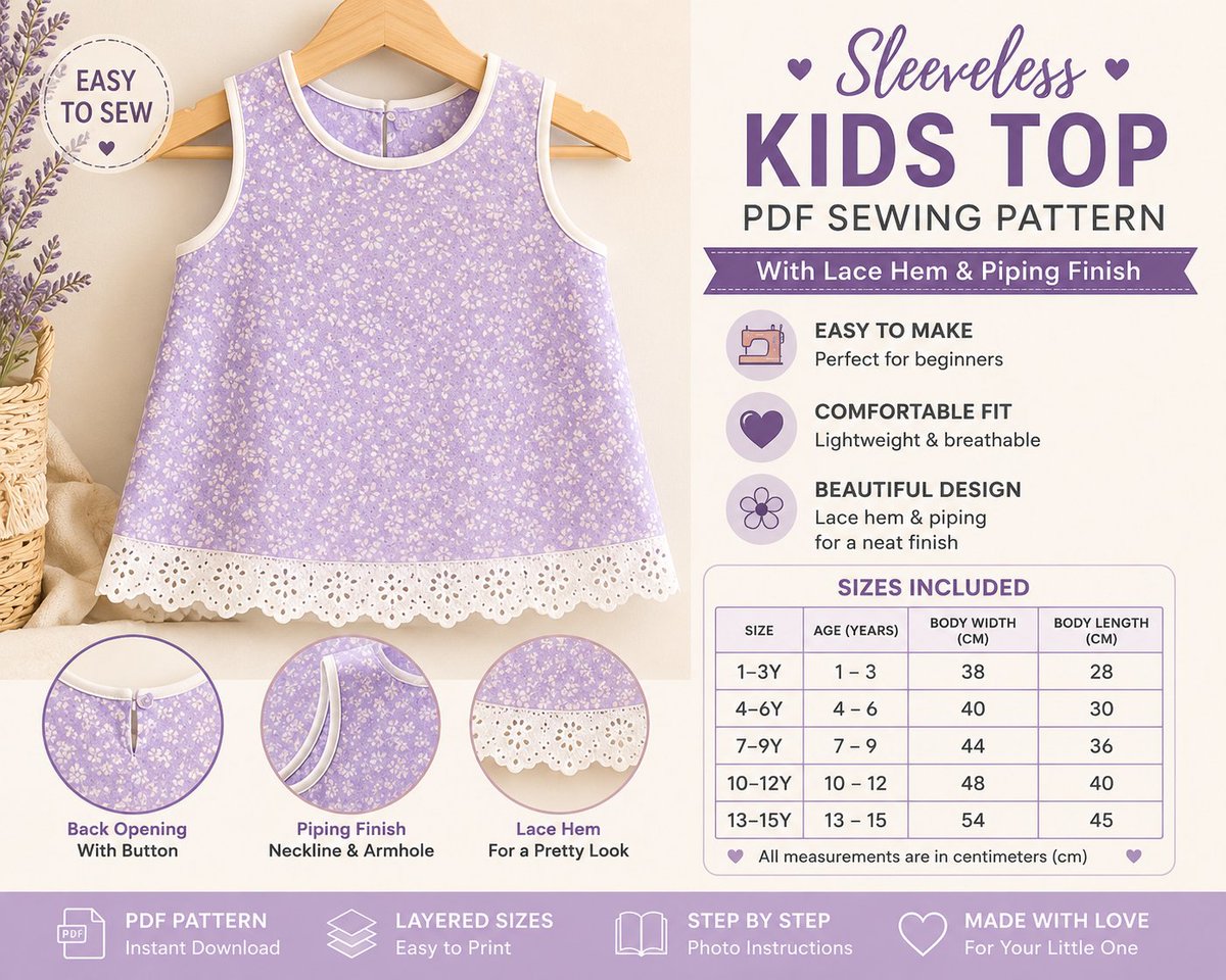 KBDigitalCraft's tweet photo. New PDF Sewing Pattern!
Sleeveless Baby Girl Top
✔ Sizes 1–15 Years
✔ US Letter, A4 &amp; A0
✔ Instant Download
✔ Beginner Friendly

Start your next sewing project today!
https://t.co/WL7uiz2Vs0

#Sewing #PDFPattern #Etsy #KidsFashion #DIY https://t.co/qGbHl5N0GR