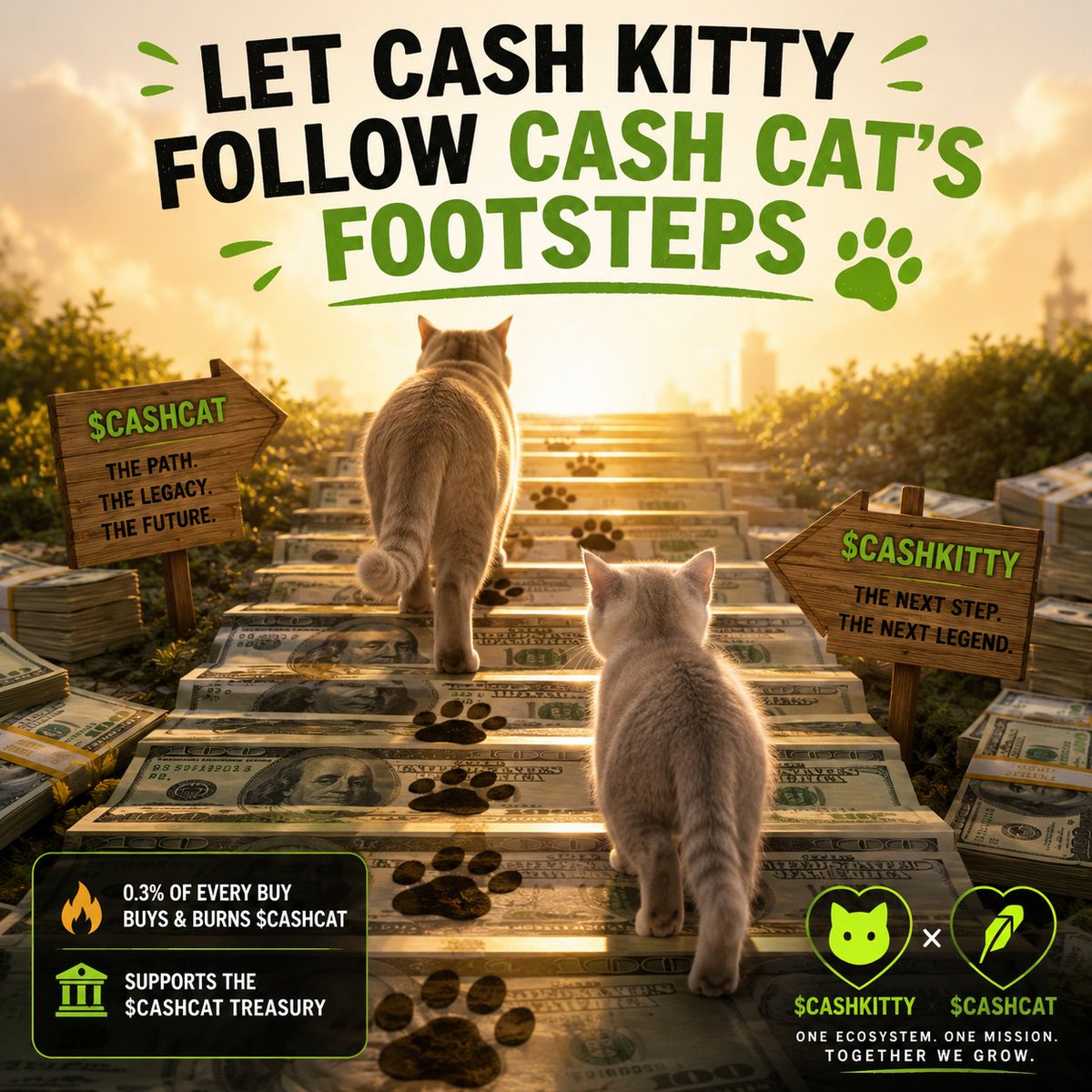 cashkittycoin's tweet photo. I will follow Cash Cat's footsteps! Meow 💰🐱

Cash Kitty is the baby Cash Cat 💰🐱 0.3% buys &amp; burns $CASHCAT and supports the treasury.

$CASHKITTY 0xea7D32aFE10bae770f8ad350190A120c27ca12cc https://t.co/zhAMlL3tS8