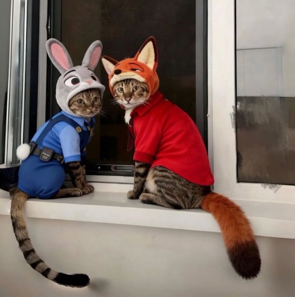 nyanz365's tweet photo. 帰宅したら旦那にコスプレさせられてた家の猫たち見て https://t.co/YJMfQFHb1l