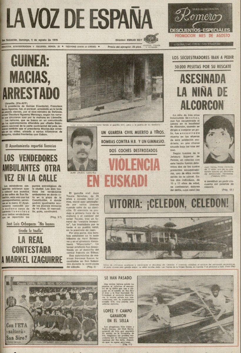 CarlosDeUrrecha's tweet photo. In Memoriam
GC D. Juan José Tauste Sánchez,
Caído por Dios y por España,
¡¡Presente!!
D.E.P
La Muerte no es el Final
Siempre en Nuestra Memoria
¡¡Viva España!!
¡¡Arriba España!!

4/08/1979 ETA asesinaba acribillado a balazos en Éibar
https://t.co/CGTXDwlB1G https://t.co/uiIaoZ7GVv