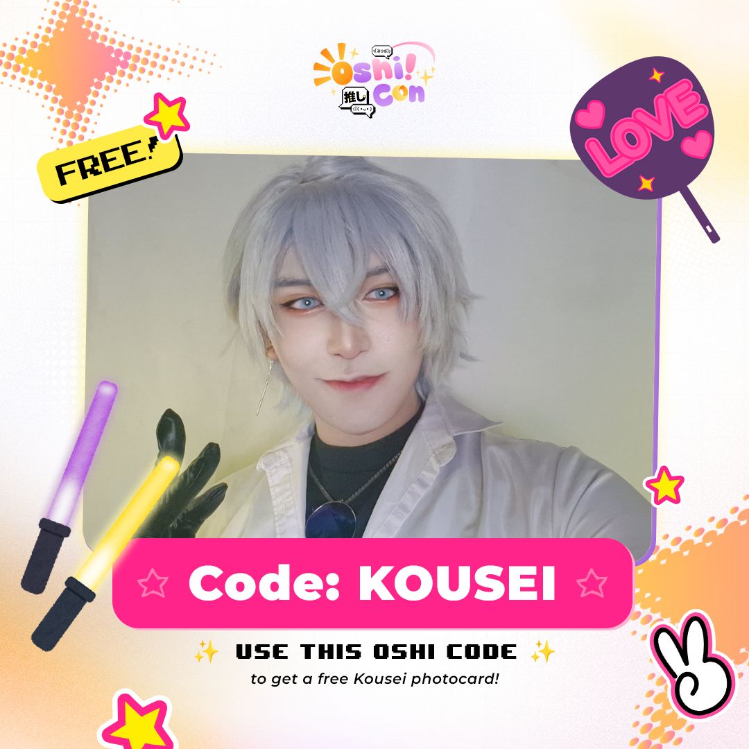 kouse1cos's tweet photo. I HAVE A CODE!!! POG!!!

Use "KOUSEI" as your oshi code and get an exclusive limited super secret premium pog photocard!

I'm excited to see everyone hahaha guess who I'm cosplaying!!!!!

#oshicosplayer #OshiCon2026 #Oshi2U https://t.co/XIN1ItubJA