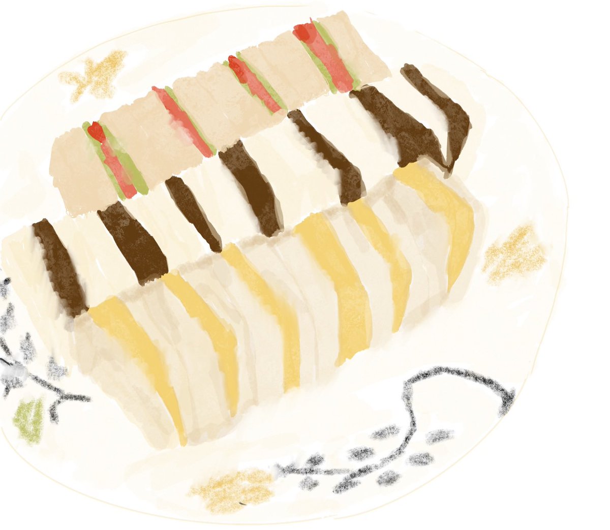 Bing15055858's tweet photo. ドラマ『パンとスープとネコ日和』のワンシーンをイラストにして、劇中のサンドイッチを実際に再現してみました！🥪
ビーフサンド、ハムサンド、そして分厚い厚焼き玉子サンド～
次元を超えた、心から癒される味です！✨#パンとスープとネコ日和 #イラスト #手作りサンドイッチ #厚焼き玉子サンド https://t.co/MfbV6opqEY