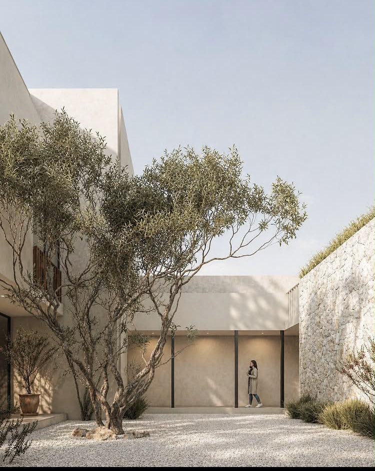 archiscan's tweet photo. Natural light, warm stone, and an inner courtyard tree. This space is thoughtfully crafted around simple materials and open flow—bringing a calm, grounded feel to everyday living. A true balance of modern minimalism and cozy warmth. 🌿✨

Architect: Arquitectos AJ
📍Mexico https://t.co/jEwCWSmnw9