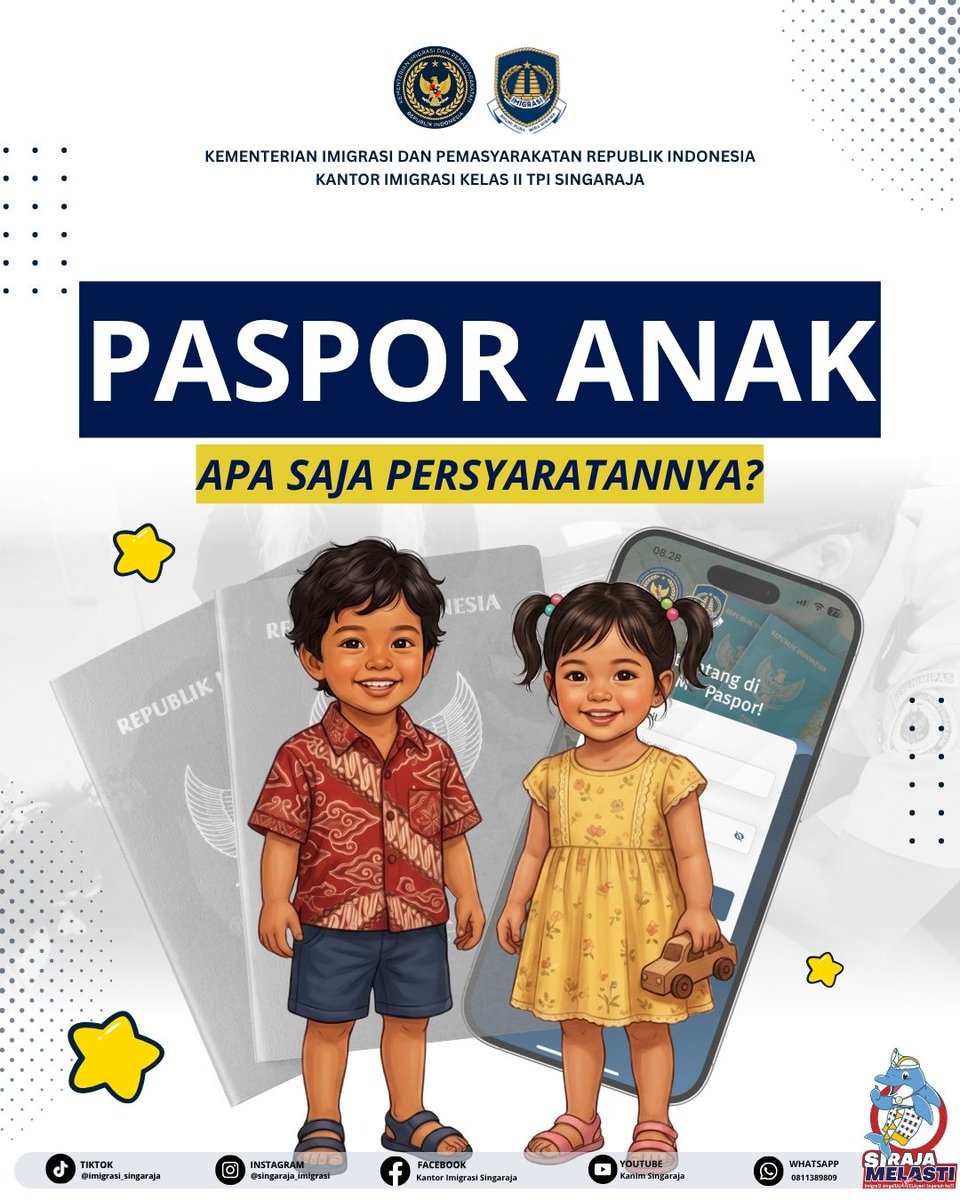kanim_singaraja's tweet photo. 👧🏻👦🏻 Si Kecil Mau Punya Paspor? 🌏✈️

Jangan sampai salah persyaratan, ya, Semeton Mido! 🛂✨
Simak persyaratan pembuatan Paspor Anak pada postingan ini dan pastikan semuanya sudah lengkap sebelum mengajukan permohonan. https://t.co/p61fi7lwXR