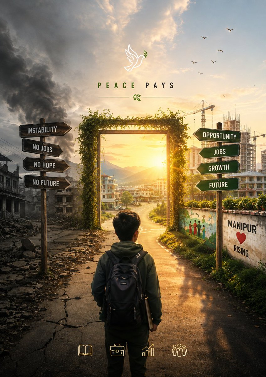 Achanba_Meitei's tweet photo. Peace creates opportunity. Instability drives away investment, jobs and hope. Manipur's youth deserve reasons to stay, build and succeed. #PeacePays #InvestInPeace #EconomicProgress https://t.co/J4QSpllhZg