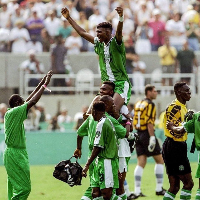 Sportsjrnl's tweet photo. ⚽ DID YOU KNOW?

It's been 30 years since Nigeria's Dream Team IV 🇳🇬 made history at the 1996 Atlanta Olympics, by becoming the first African nation to win Olympic football gold! The feat stands to date, as the country's biggest global achievement sportswise. https://t.co/JR72KPln6v