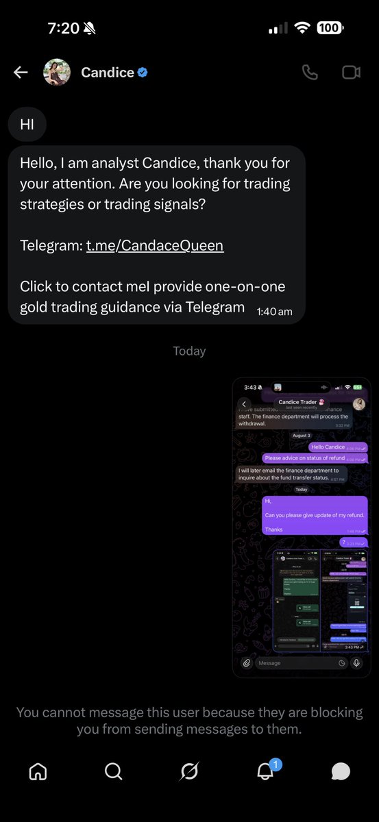 StephenKeegan77's tweet photo. @Vina___Forex Do not trust Candice - changed account name weekly - scammer - check number on telegram and WhatsApp https://t.co/B8SeabE8dM
