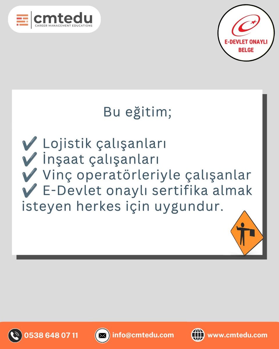 cmtedusoft's tweet photo. İşaretçi ve sapancı eğitimiyle #işaretçivesapancı görevlerini öğrenin, güvenli çalışma kültürünü destekleyin ve E-Devlet onaylı sertifikanızı alın. ✅

#edevlet #sertifika #meslekiegitim #keşfet

🌐 https://t.co/KHEcxjbTV5
📞 +90 538 648 07 11 https://t.co/Q66Jj5kxDn