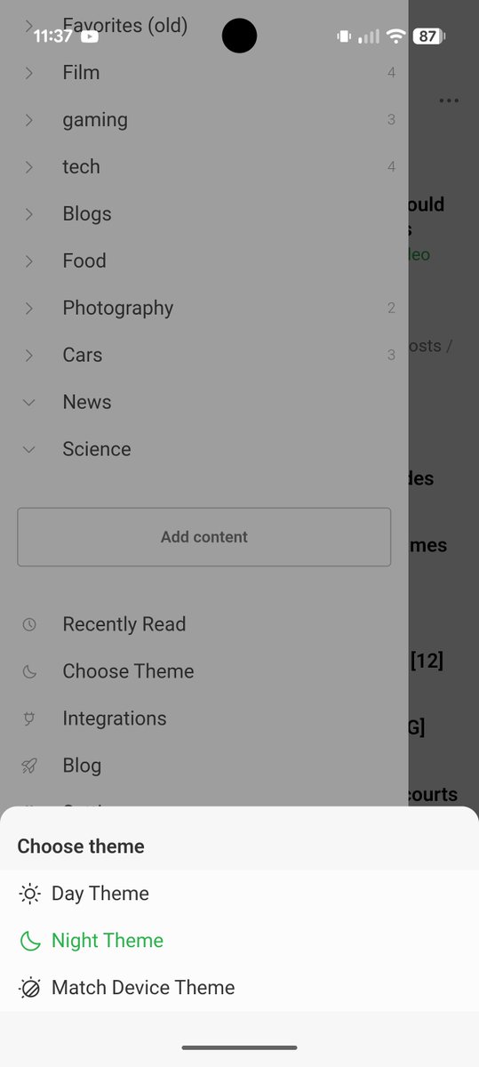 TheMrCheesecake's tweet photo. @feedly dark mode isn't working correctly on Android. Has to be toggled off and on again to revert back to dark.

Version 90.0.51 https://t.co/Cw9ZEql64b