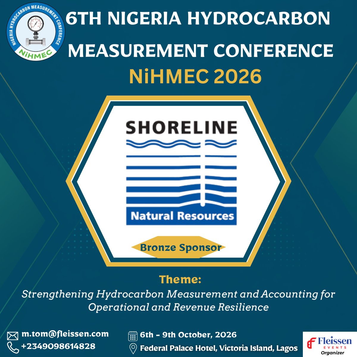 NiHMEC's tweet photo. 🎉 We’re happy to announce Shoreline Natural Resources Limited as a Bronze Sponsor of #NiHMEC2026!

Thank you for your support and partnership as we strengthen conversations around hydrocarbon measurement and accounting.

We’re glad to have you on board! 🤝 https://t.co/iywGcKShkH