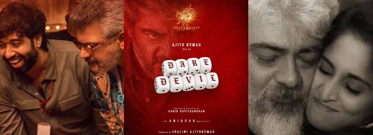 starajith_Thala's tweet photo. 🔥💥🔥#Thala AK sir in #AK64 is officially titled #DareDevil 🔥💥🔥
‣ The title announcement comes exactly 480 days after the release of #GoodBadUgly 📽️💥🔥
‣ #AjithKumar & #AdhikRavichandran reunite for the second consecutive time after #GoodBadUgly 📽️💥🔥
‣ #DareDevil marks #AnirudhRavichander's 4th collaboration with #AjithKumar after #Vedalam, #Vivegam and #Vidaamuyarchi.💥🔥💥
‣ Shalini Ajith Kumar makes her debut as a producer, backing #DareDevil 💥🔥& #Gladiators 🧡🫶🩵
under Brave Heart Production.
