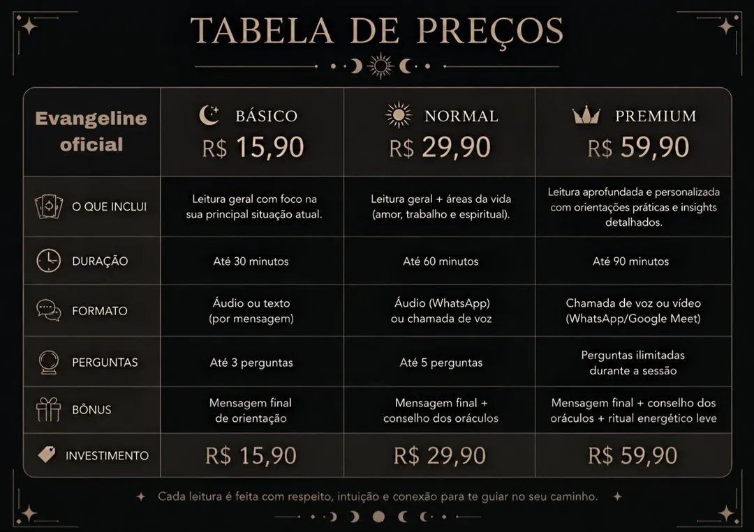 tarotevangeline's tweet photo. Sou taróloga e realizo leituras com sensibilidade, sigilo e dedicação, ajudando você a encontrar clareza para o amor, trabalho, finanças e vida espiritual. TIRAGEM COMPLETA E DETALHADA
Também trabalho com práticas espirituais da linha luciferian 🐍
CONTATO
https://t.co/ShQwgoM6Lo https://t.co/Eifu9BFj4V