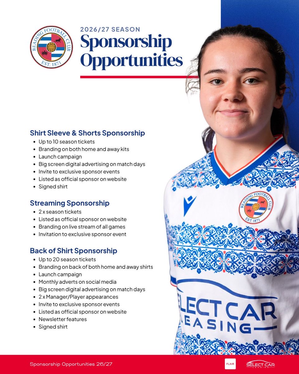 ReadingFCWomen's tweet photo. Are you a local business or brand looking to align with a passionate, ambitious team? 

This is an incredible opportunity to partner with us as we build for the future and write the next chapter of our story. 

Join us on this journey! 🔵⚪️

📩 Get in touch at: ehopkins@readingfc.co.uk