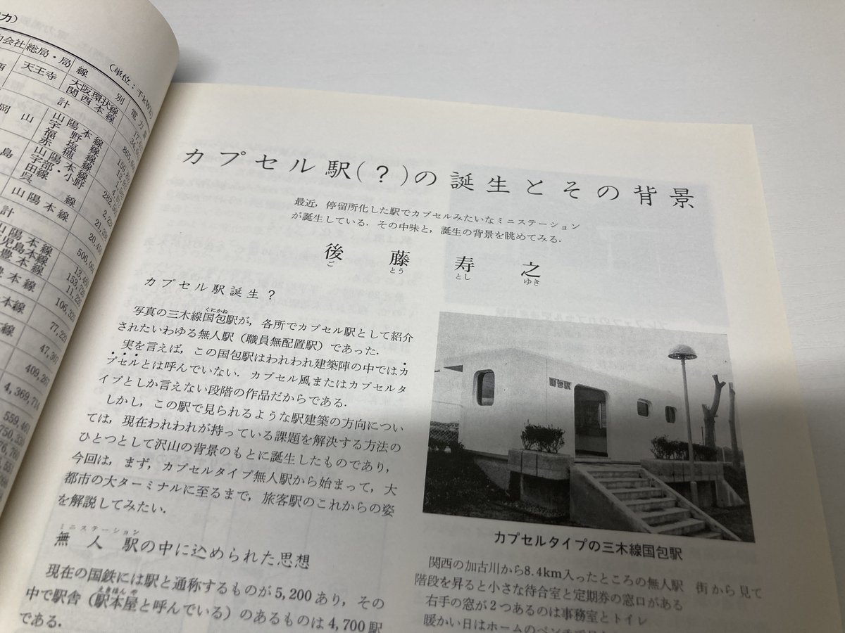 tenereisobe's tweet photo. 鉄道ピクトリアル1976年12月号に「カプセル駅」について書かれているというので買った。国鉄施設局建築課の人の記事。やはり「カプセル」はプレハブやユニットを使うコンセプトのことで、国包駅などを「カプセル駅」というのは誤用が定着したようなものだな。発表時に誤読を誘った？ https://t.co/hqUasV4fub