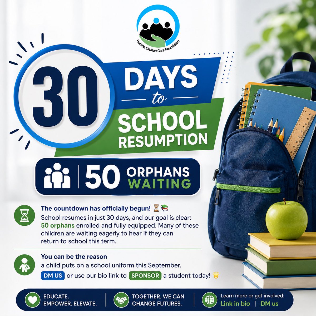 rahmaorphancare's tweet photo. #CountdownToSchool #ROCF #50FuturesSecured #SponsorAChild #AugustDrive https://t.co/0VtUVFVAZv
