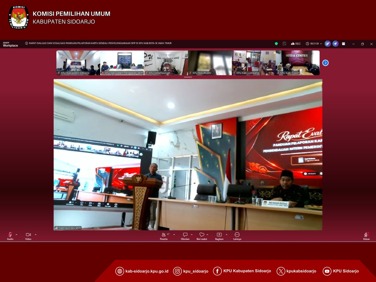kpukabsidoarjo's tweet photo. Halo #TemanPemilih π
Menutup rangkaian #SelasaCeria, Komisi Pemilihan Umum (KPU) Kabupaten Sidoarjo mengikuti Rapat Sosialisasi Peraturan Menteri Keuangan (PMK) Nomor 41 Tahun 2026 yang diselenggarakan oleh KPU Republik Indonesia secara daring pada Selasa, 4 Agustus 2026. https://t.co/6vUkji7aZz