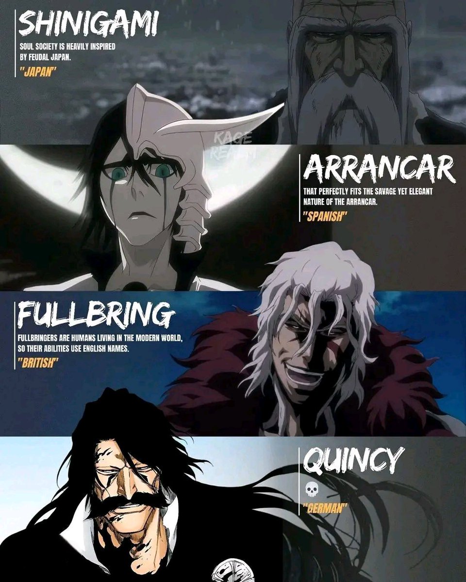 BleachArchivess's tweet photo. Every major race in Bleach has its own linguistic identity https://t.co/LVWfqpBTC6