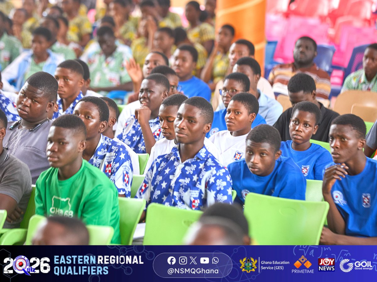 NSMQGhana's tweet photo. EASTERN REGION:

End of Round 1

Oda SHS: 26pts
Anum Presby SHS: 24pts
Oti Boateng SHS: 15pts
Presby SHS, Adeiso: 16pts

#NSMQ2026 #NSMQRegionals #Primetime https://t.co/I4ZMfp24Yt