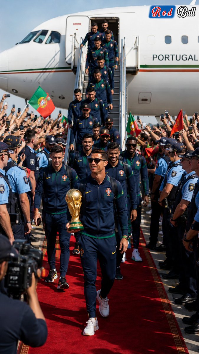 Rightwronginfo's tweet photo. 🇵🇹🏆 Cristiano Ronaldo leads Portugal home with the FIFA World Cup as thousands of fans, photographers, and supporters celebrate an unforgettable achievement. One team, one nation, one dream fulfilled. ❤️💚✈️
#sport #football https://t.co/j4s0RUZ0ez