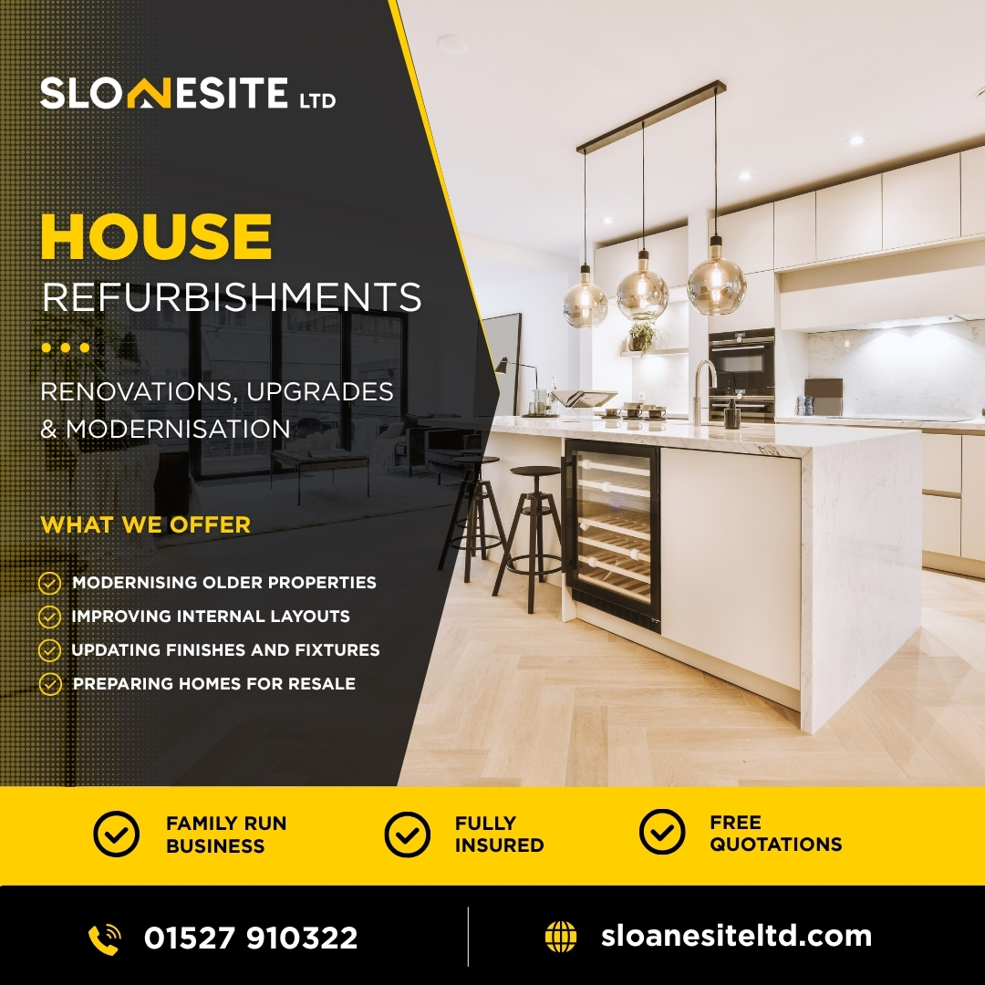 sloansiteltd's tweet photo. 🏡 Love where you live again.

Whether you're updating part of your home or planning a full refurbishment, we're here to help transform your space.

Free quotes:

📞 01527 910322
🌐 https://t.co/sZPxm1y5Lv

#Sloanesite #HomeRefurbishment #Bromsgrove #Builders #HomeImprovement https://t.co/WRWA02WK9V