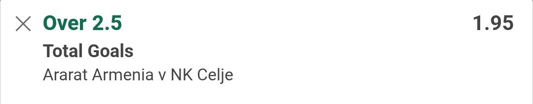 BetTipsterKing's tweet photo. 📆 04.08.2026

⚡️ BET OF THE DAY

🏟 Ararat Armenia 🆚️ NK Celje

🎯 Tip: Total over 2.5 goals
💰 Stake: 1u https://t.co/6RWdxvnZlE