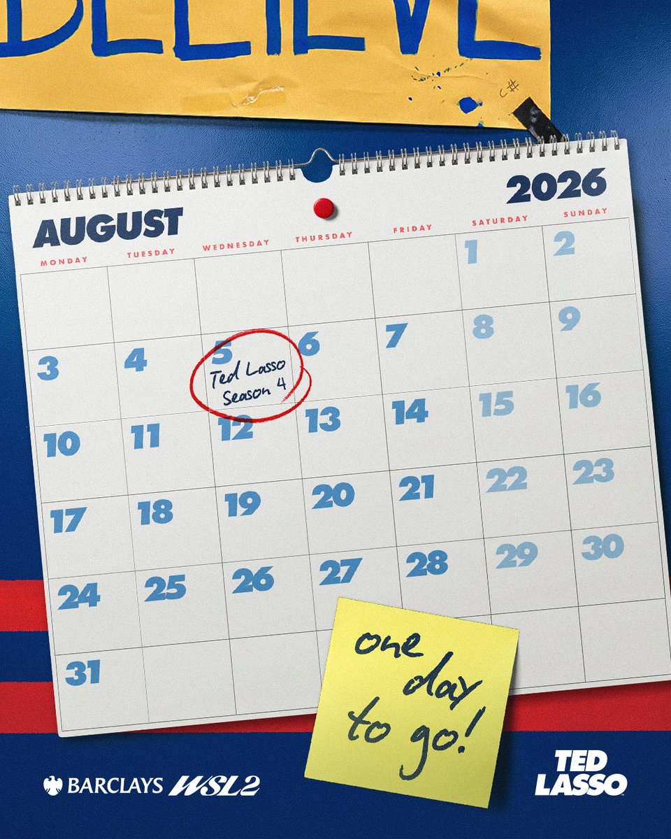 BarclaysWSL's tweet photo. Tomorrow, a new chapter begins. 💙💛

Meet the Lady Greyhounds in #TedLasso Season 4, streaming on Apple TV https://t.co/MKLYUldcm6