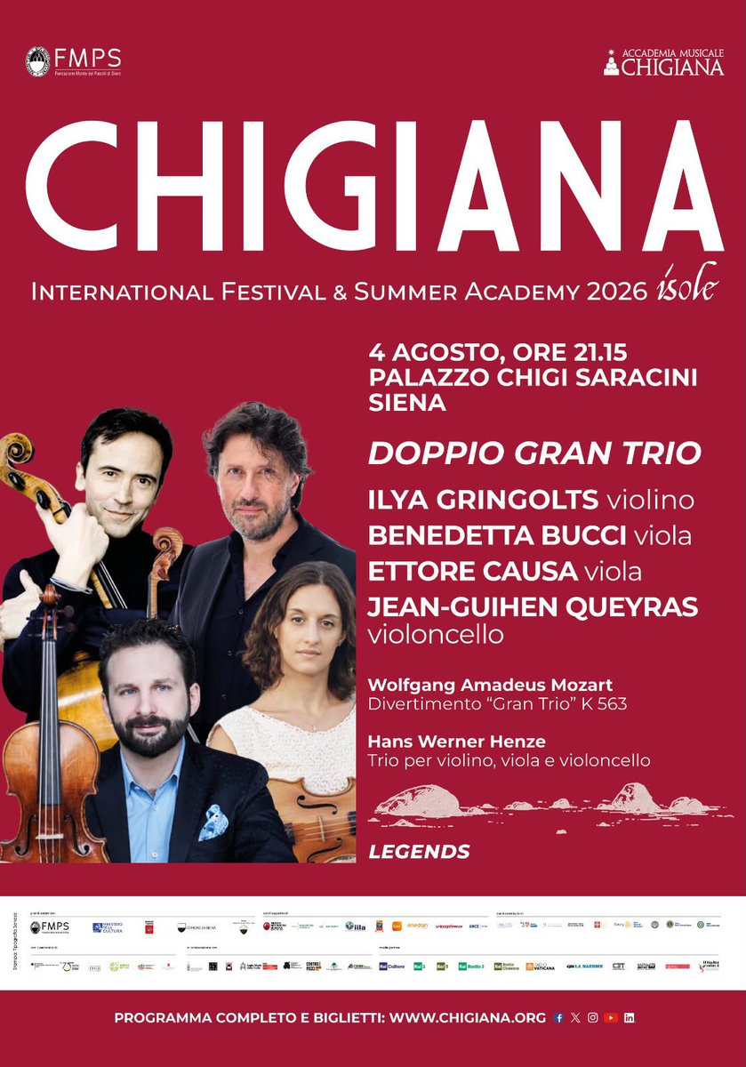 Chigiana's tweet photo. Oggi alle 21:15 concerto a Palazzo Chigi Saracini dal titolo “Doppio Gran Trio”. https://t.co/jewuqp1ryk