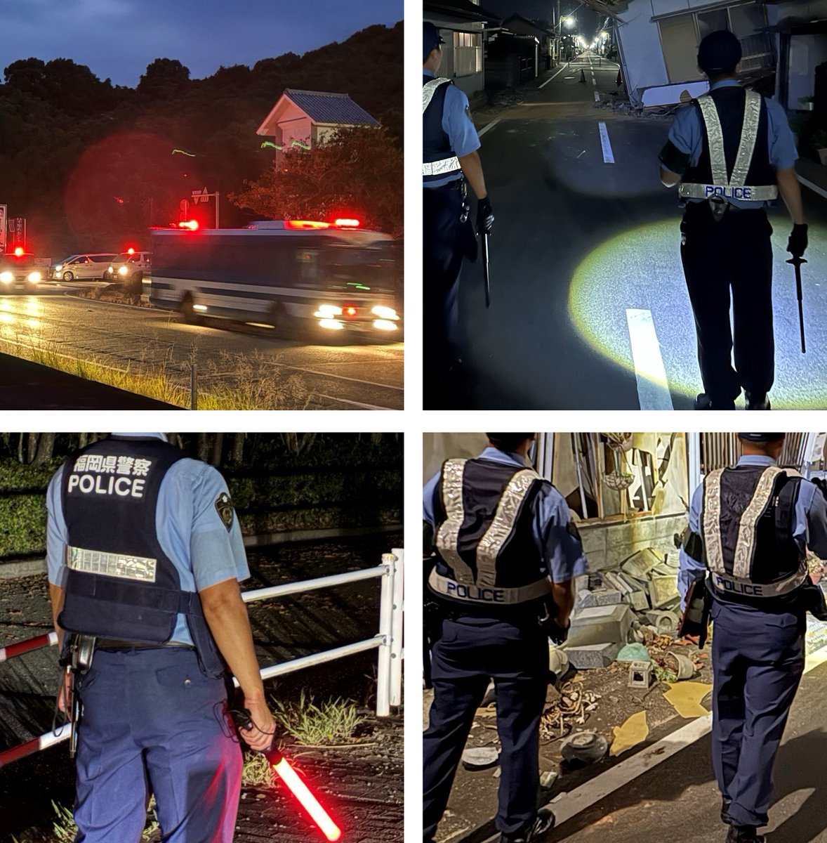 NPA_saigaiKOHO's tweet photo. 熊本の被災地、普段より警察官が多いです。街中を各県警のパトカーが走っています。精強な機動隊員が歩き回り、住民の皆様にお声かけもしています。怪しい人がいたら、必ず声をかけます。
「被災地の警戒が手薄」だなんて、デマです。日本警察は、熊本の治安に本気です。 https://t.co/OOwxd9dkYI