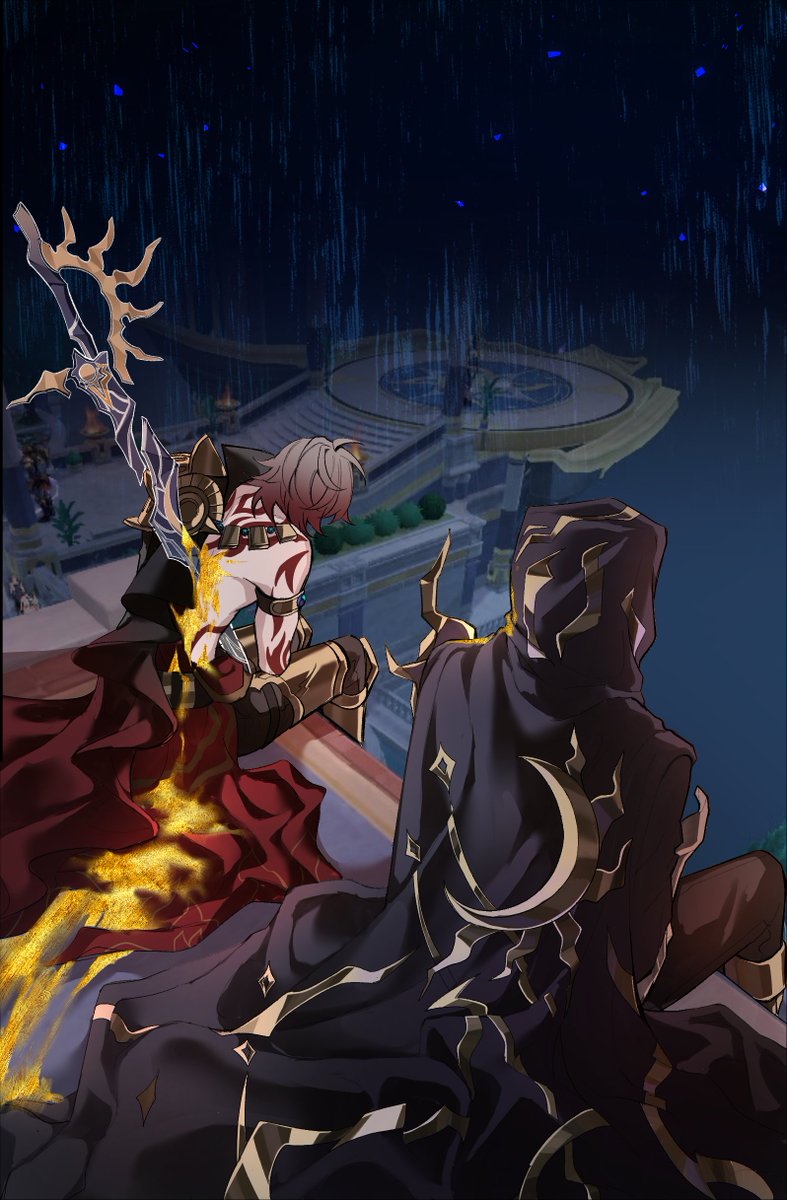 HoYoLAB_Minsan's tweet photo. Somewhere in the 33,550,337th cycle...

[Part 1] Excerpt from our Phase 2 Story is here!
From ongoing 🎁  HoYoLAB 2.0 Phainon Character Channel Event
https://t.co/9qxufIVva2

Rewards & Giveaways await 🥳

Comic Illustration, Ideas: @deeznut19205268
Event, Story, Ideas: @HoYoLAB_Minsan

The memories of Khaslana surge like tidal waves…

Weight of his sins was like shackles bound around his soul. Darkness seeped into the cracks of the void, like grains falling through an hourglass of time, leaving behind echoes of the past:

The tides rose and fell again and again, washing over the bare feet of the boy, painting upon him the traces of a dream that was once pure.

—Yet, before he knew it…
That little wooden sculpture of a protagonist carved by his own hands,
That flawless image of the “hero” in his heart—
At the end of time, had already gained an irreversible scar,
Slowly withered away?

Full Story: https://t.co/hmnS3WjUim

#HonkaiStarRail #Phainon #Mydei #hsr