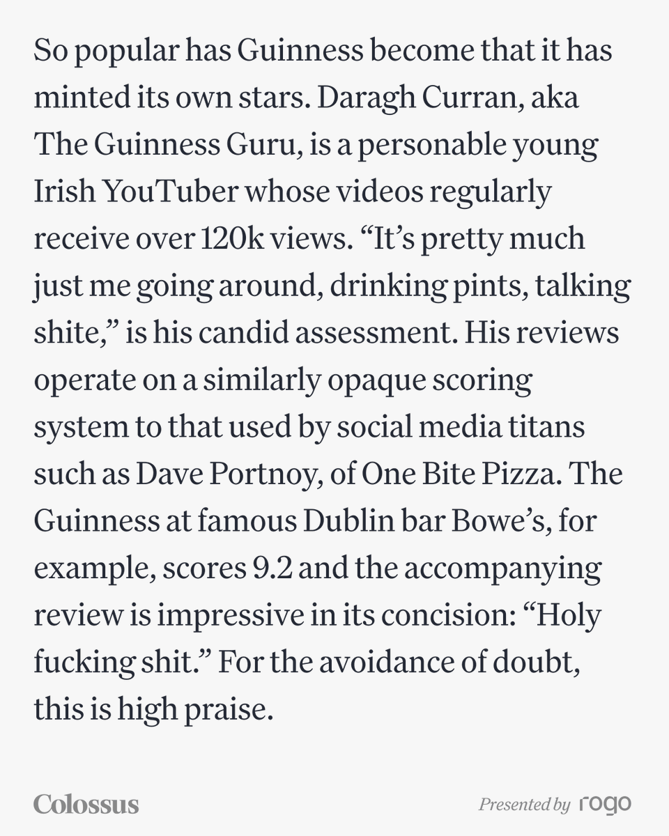 colossusmag's tweet photo. Imagine explaining 'Guinness YouTuber' to an Irish farmer in 1759. https://t.co/SWHsNWTScI