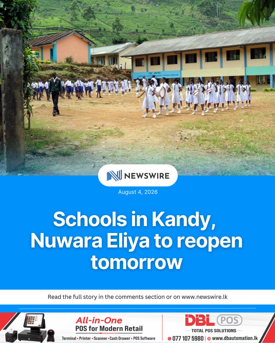 NewsWireLK's tweet photo. Schools in Kandy, Nuwara Eliya to reopen tomorrow

Full Story: https://t.co/4O6syRqmu8 https://t.co/NcHgYHtqdg